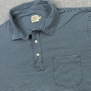 FAHERTY‎ Men's Size M Movement Short Sleeve Blue White Striped Polo Shirt